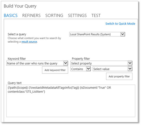 SharePoint search - custom query builder