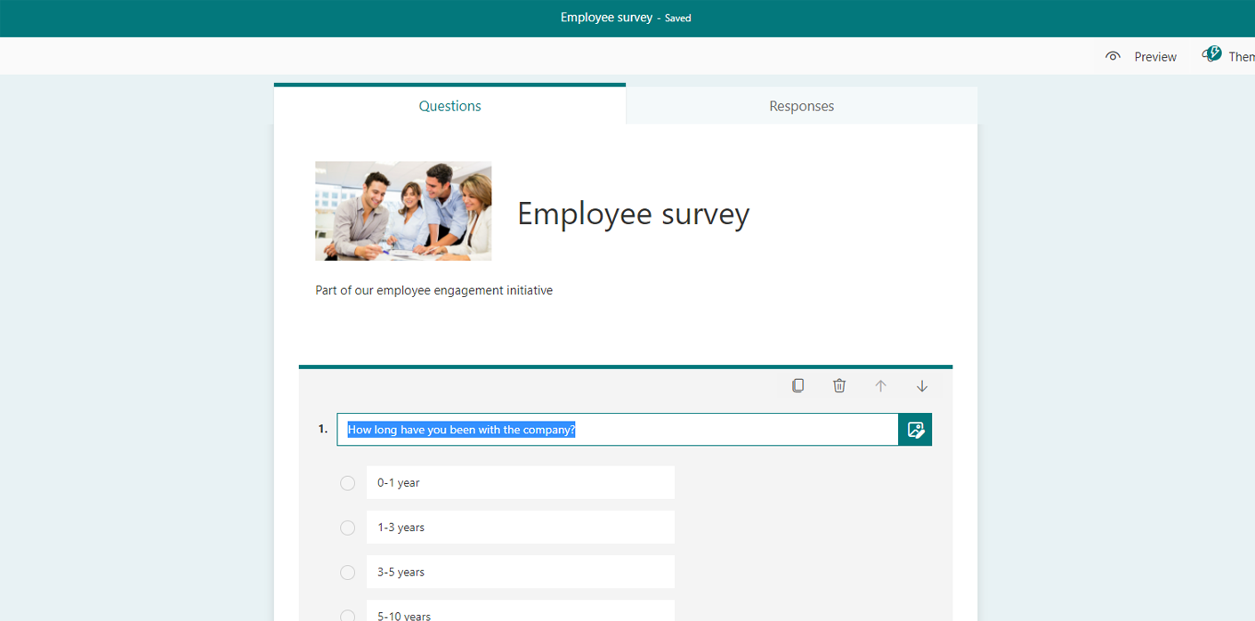 using microsoft forms for an employee survey
